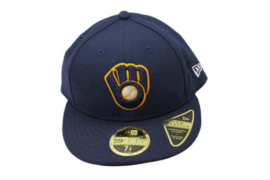 MLB Milwaukee Brewers New Era 59Fifty "Low Profile" Navy/White/Yellow 7 1/4 Fitted Hat