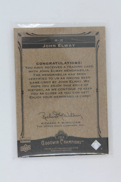 John Elway 2013 Upper Deck Goodwin Champions - Memorabilia Jersey Card