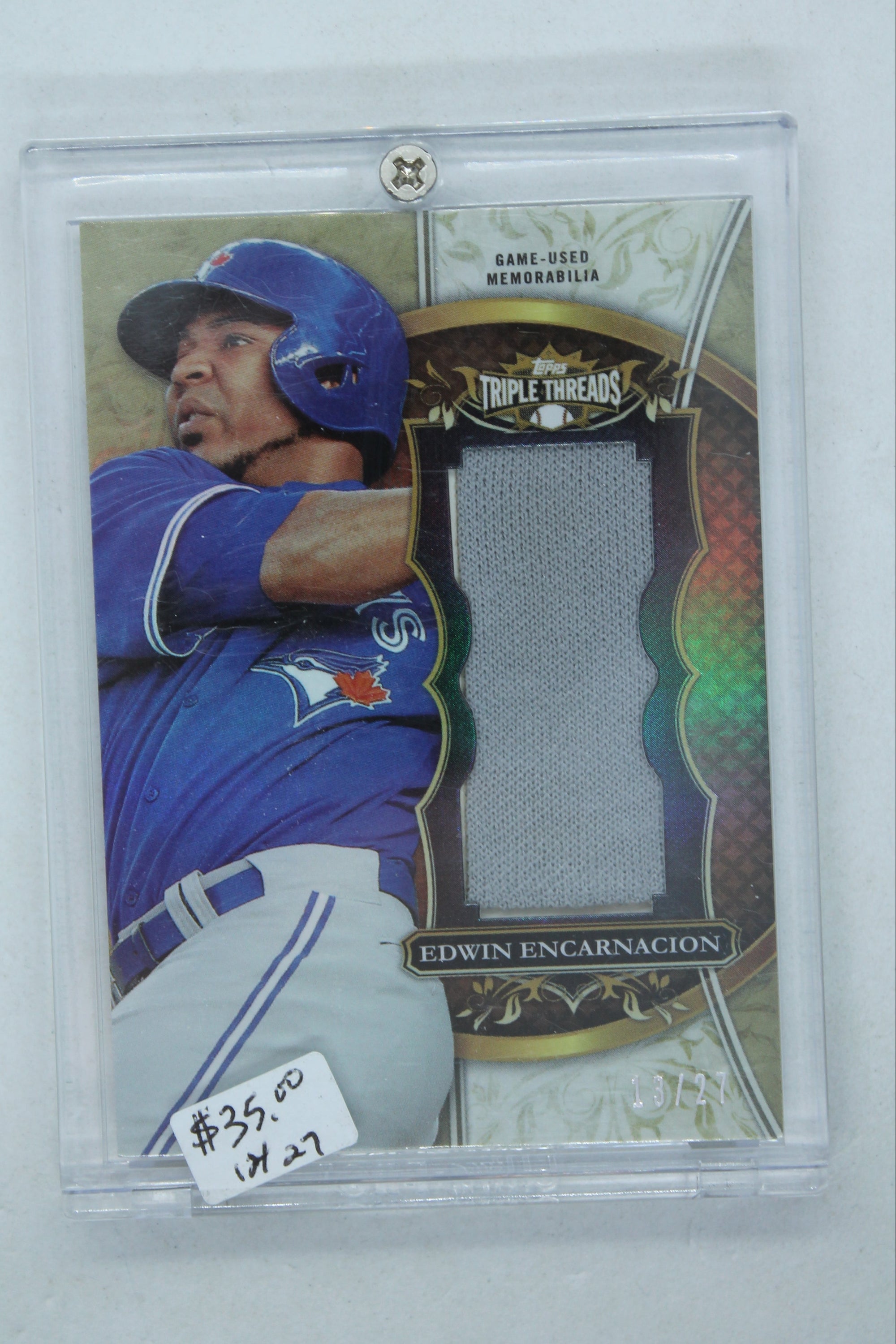 Edwin Encarnacion 2013 Topps Triple Threads Jumbo Patch #13/27 Jersey Card