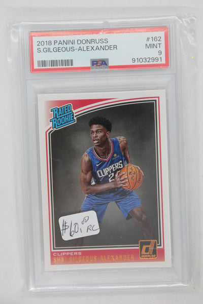 Shai Gilgeous Alexander 2018 Panini Donruss Graded Rookie Card PSA Mint 9