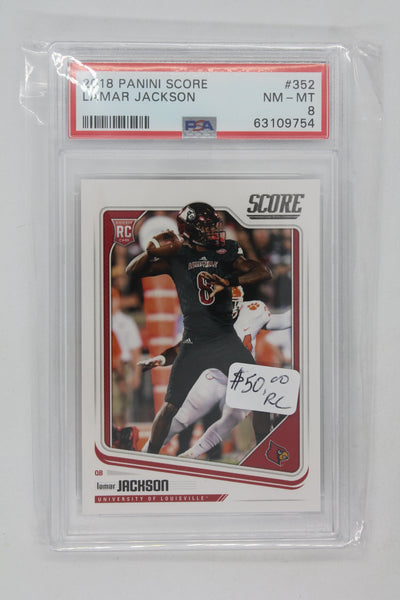 Lamar Jackson 2018 Score Graded Rookie Card Lamar Jackson -  PSA 8