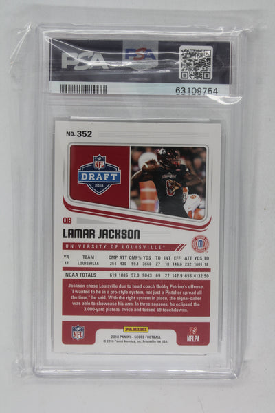 Lamar Jackson 2018 Score Graded Rookie Card Lamar Jackson -  PSA 8