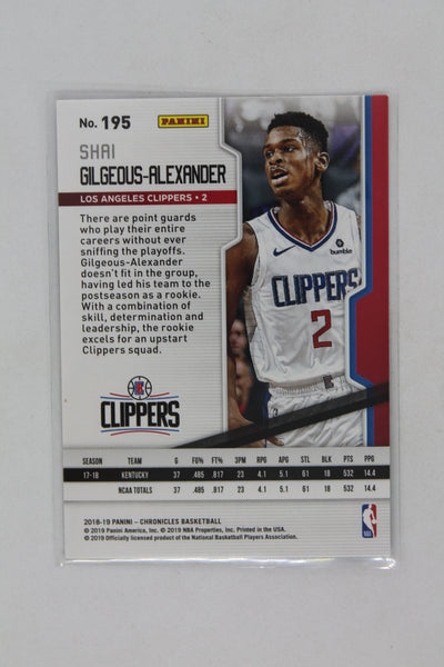 Shai Gilgeous Alexander 2018 Panini Chronicles Playoff Rookie Card