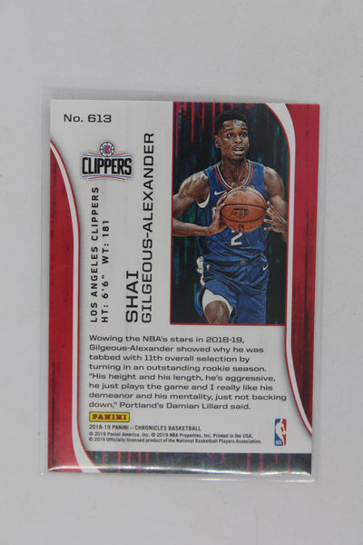 Shai Gilgeous Alexander 2018 Panini Chronicles Rookies and Stars Rookie Card