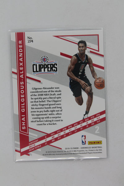 Shai Gilgeous Alexander 2018 Panini Chronicles Elite Rookie Card