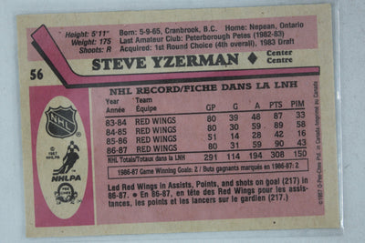 Steve Yzerman HOF (4th Year) 1987-88 O-Pee-Chee - [Base] #56 Card