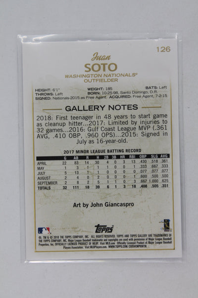 Juan Soto 2018 Topps Gallery Rookie Card