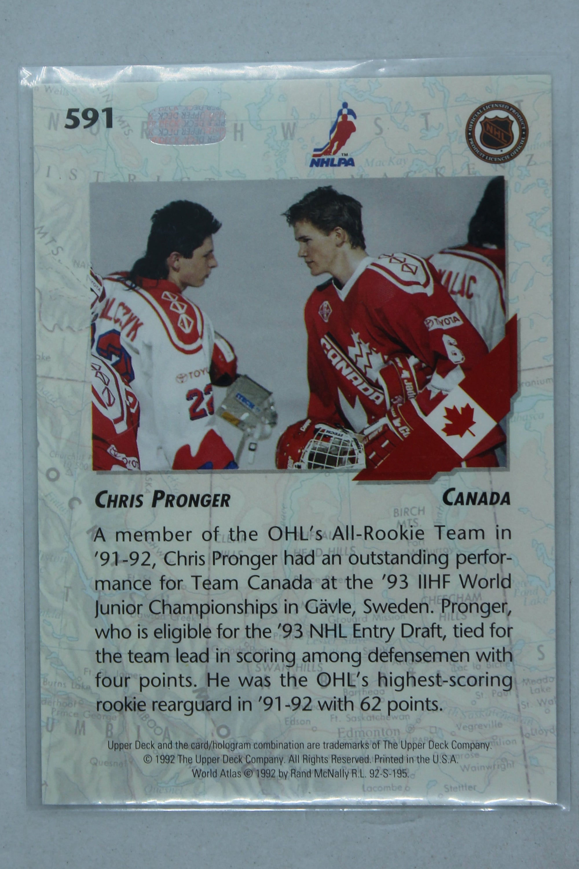 Chris Pronger 1992-93 Upper Deck World Juniors Championships - PRC