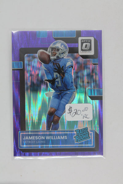 Jameson Williams 2022 Panini Donruss Optic - Purple Shock Prizm Rated Rookie - Rookie Card