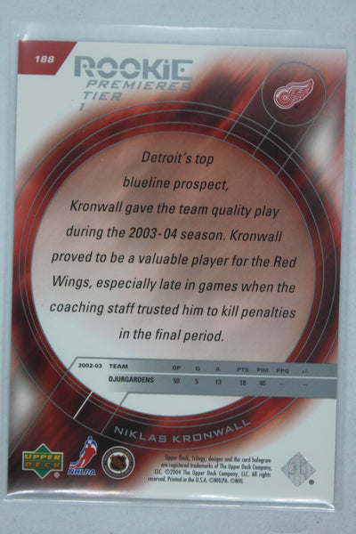 Niklas Kronwall 2003-04 Upper Deck Trilogy - Rookie Premieres Tier 1 -  #261/999 Rookie Card