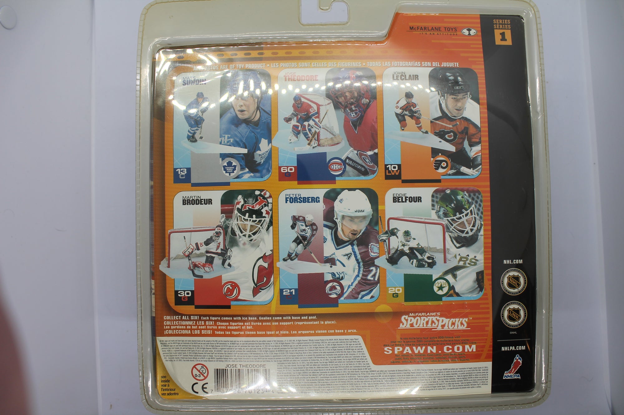 Jose Theodore McFarlane - Chase w/logo Figure NHL Series 1 - Yellowing Clamshell