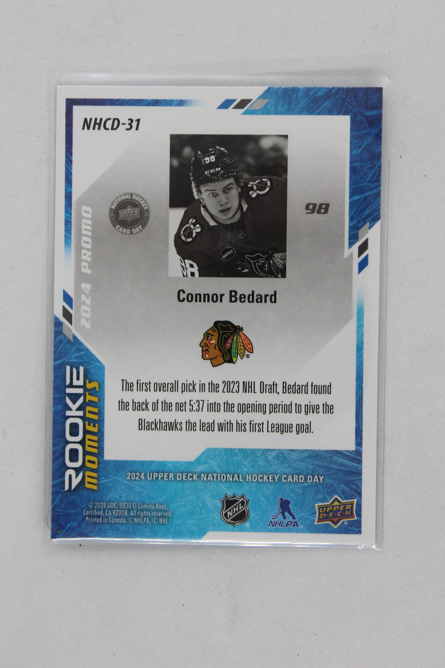 Connor Bedard 2024 Upper Deck National Hockey Card Day - #NHCD-31 - Rookie Year