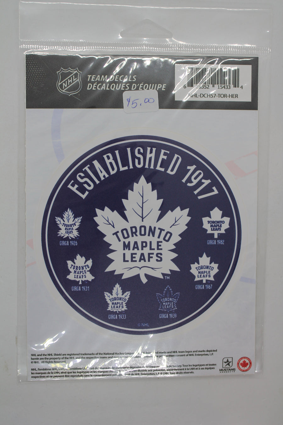 NHL Toronto Maple Leafs Team Decal (Established 1917) 5"x7"