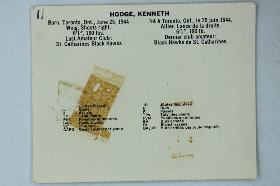 Ken Hodge 1965-66 Coca-Cola Hockey - Chicago Blackhawks - Perforated