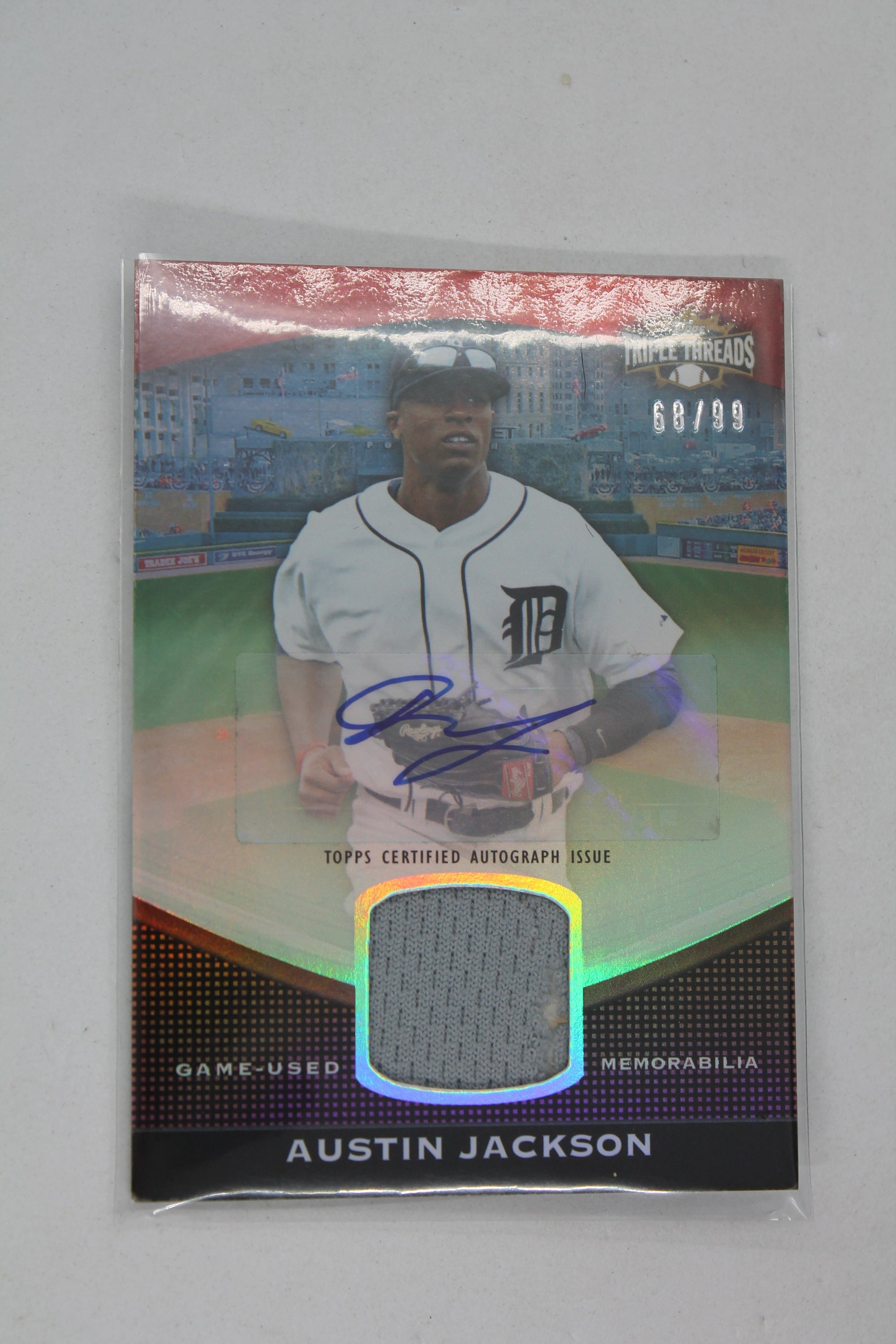 Austin Jackson 2011 Topps Triple Threads Unity Autograph Relic Card - Detroit Tigers