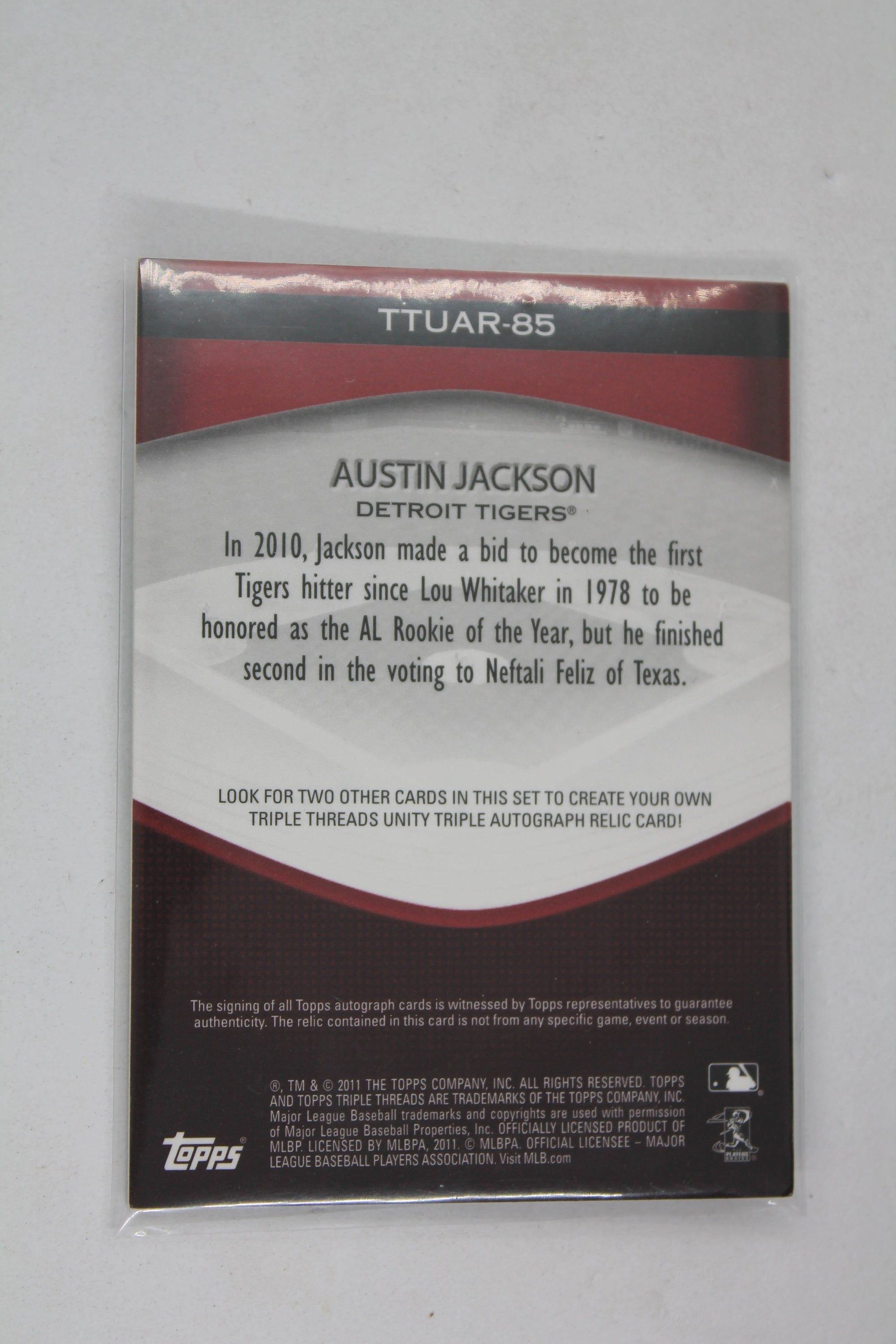 Austin Jackson 2011 Topps Triple Threads Unity Autograph Relic Card - Detroit Tigers