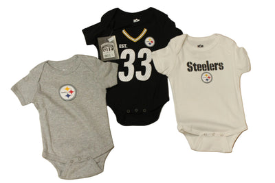 NFL Pittsburgh Steelers Old Time Football Infant 3pc Bodysuit Set