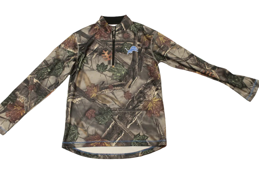 NFL Detroit Lions Men's Majestic Camo 1/4 Zip Long Sleeve Sweater