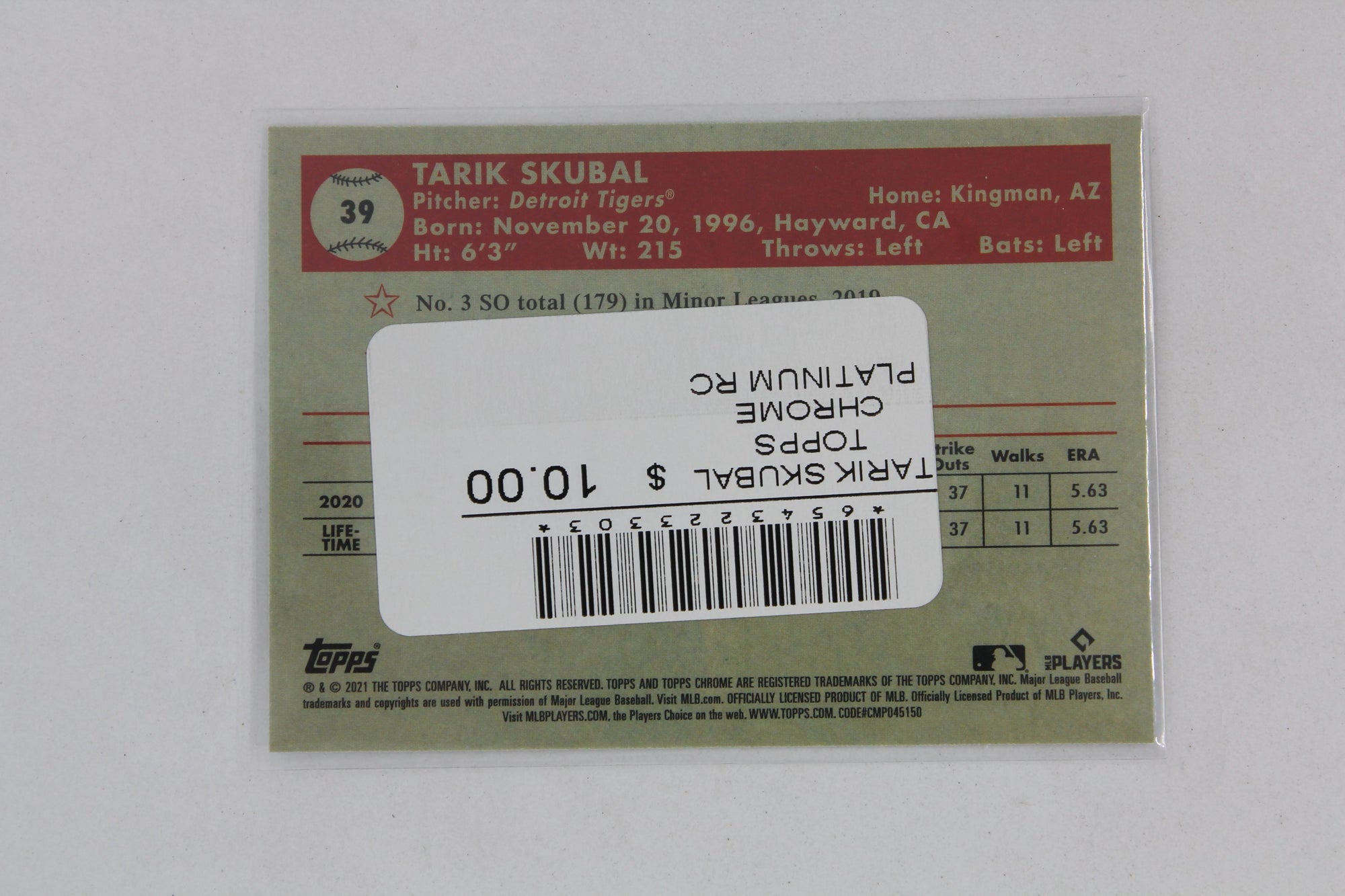 Tarik Skubal 2021 Topps Chrome Platinum Anniversary - RC