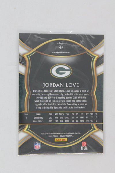 Jordan Love Panini Select Concourse Rookie Card