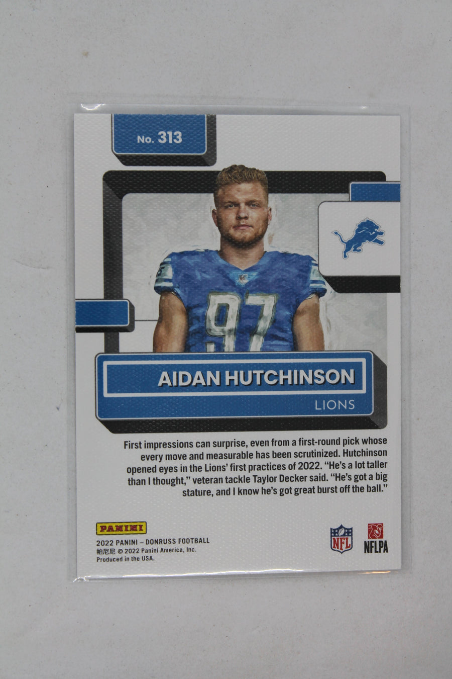 Aidan Hutchinson 2022 Panini Donruss Rated Rookie Rookie Card