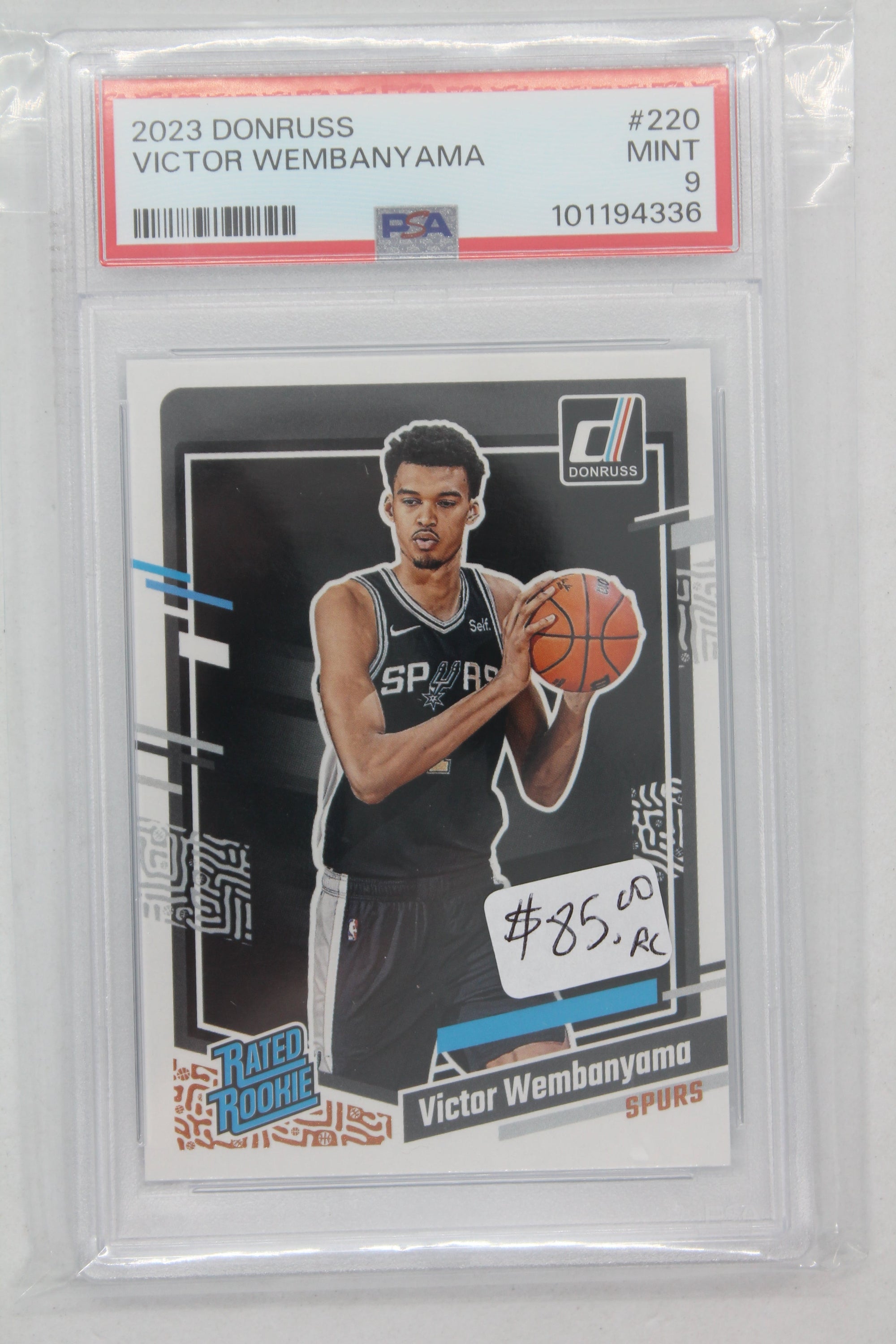 Victor Wembanyama 2023-24 Panini Donruss Rated Rookie Rookie Card PSA MINT 9