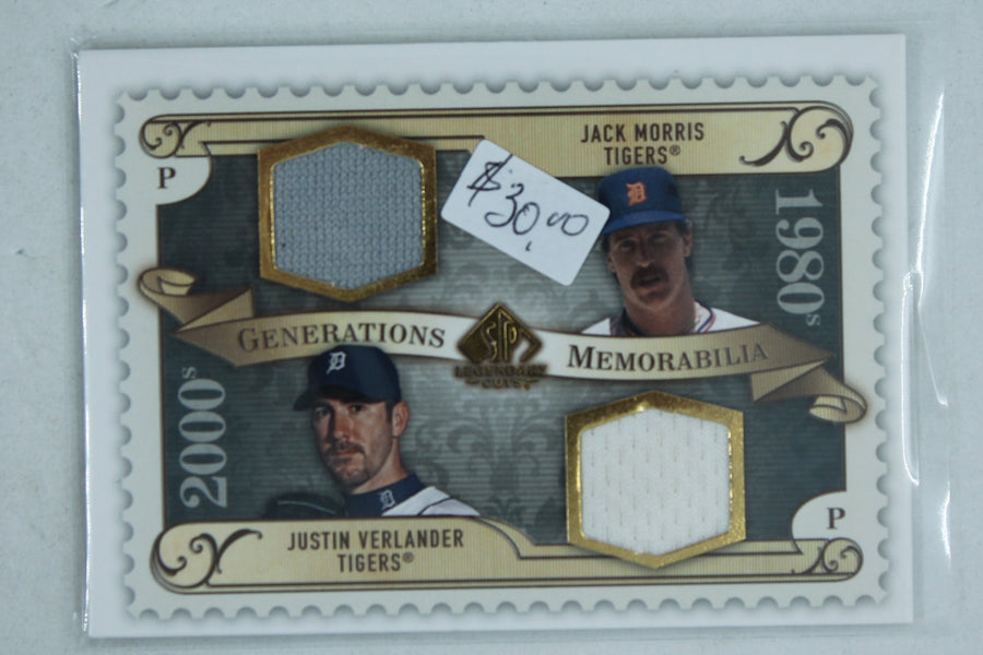 2009 SP Legendary Cuts - Generations Memorabilia #GM-MV Justin Verlander, Jack Morris