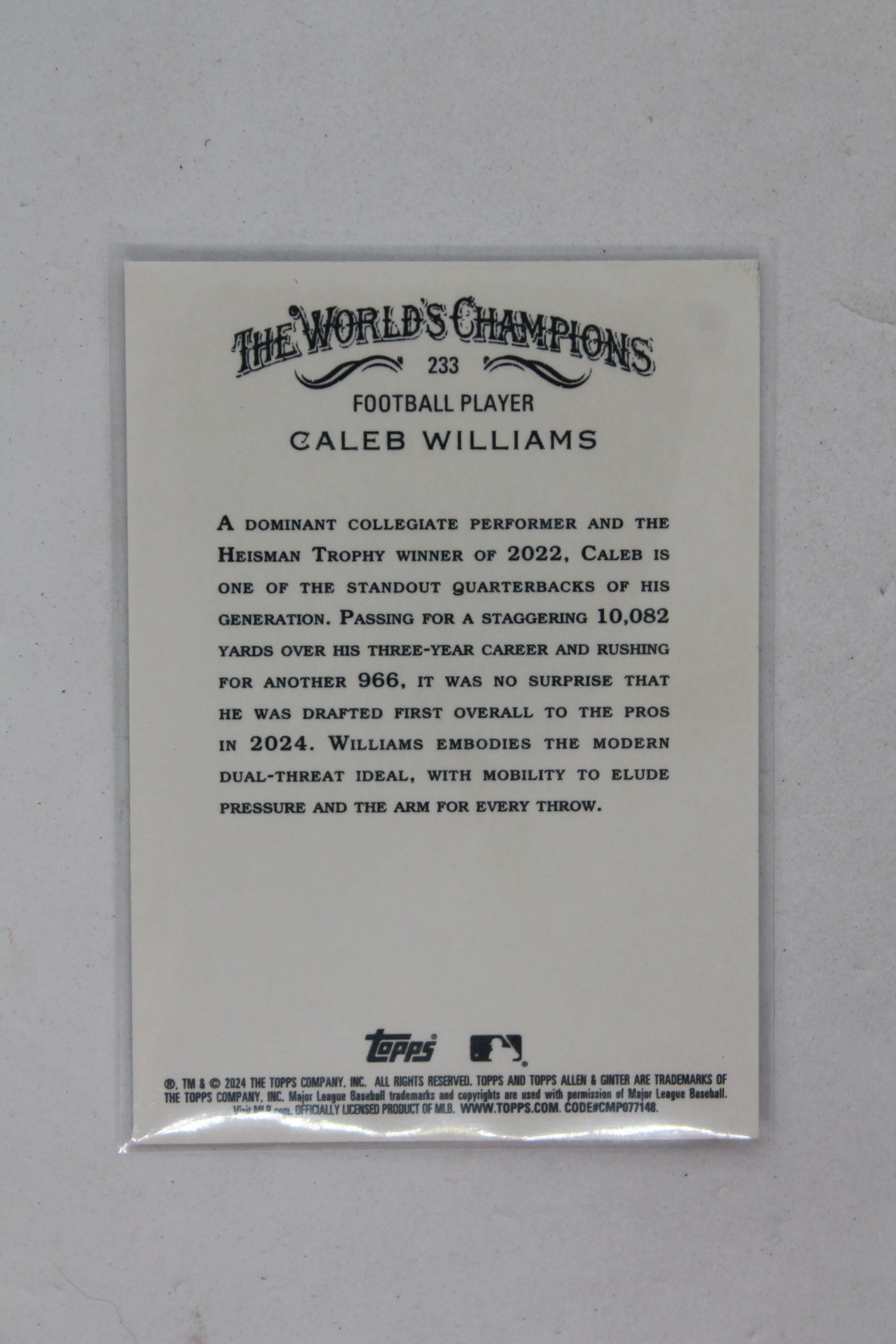 Caleb Wiiliams 2024 Topps Allen & Ginter Rookie Card