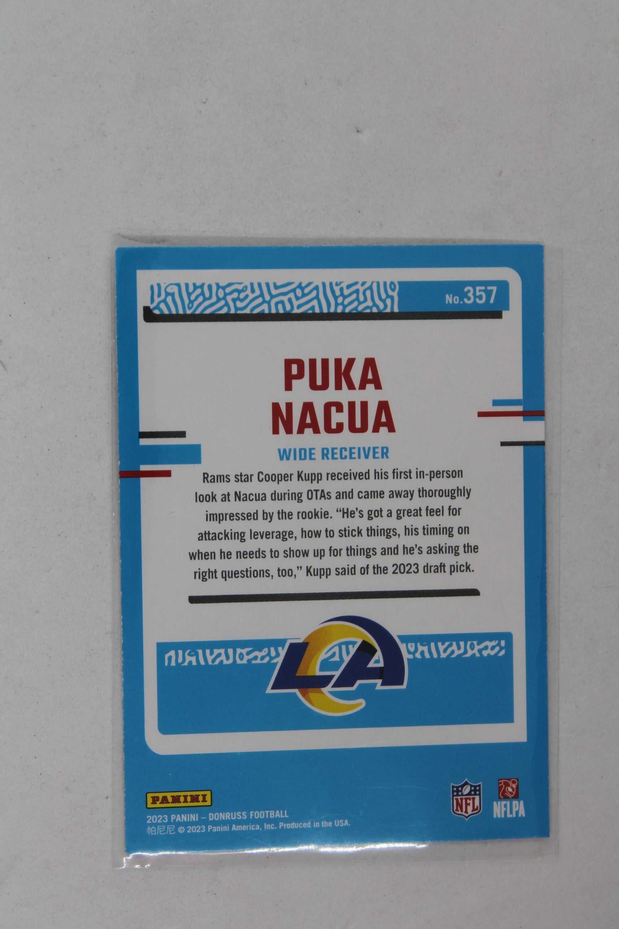 Puka Nacua 2023 Panini Donruss Rated Rookie Rookie Card