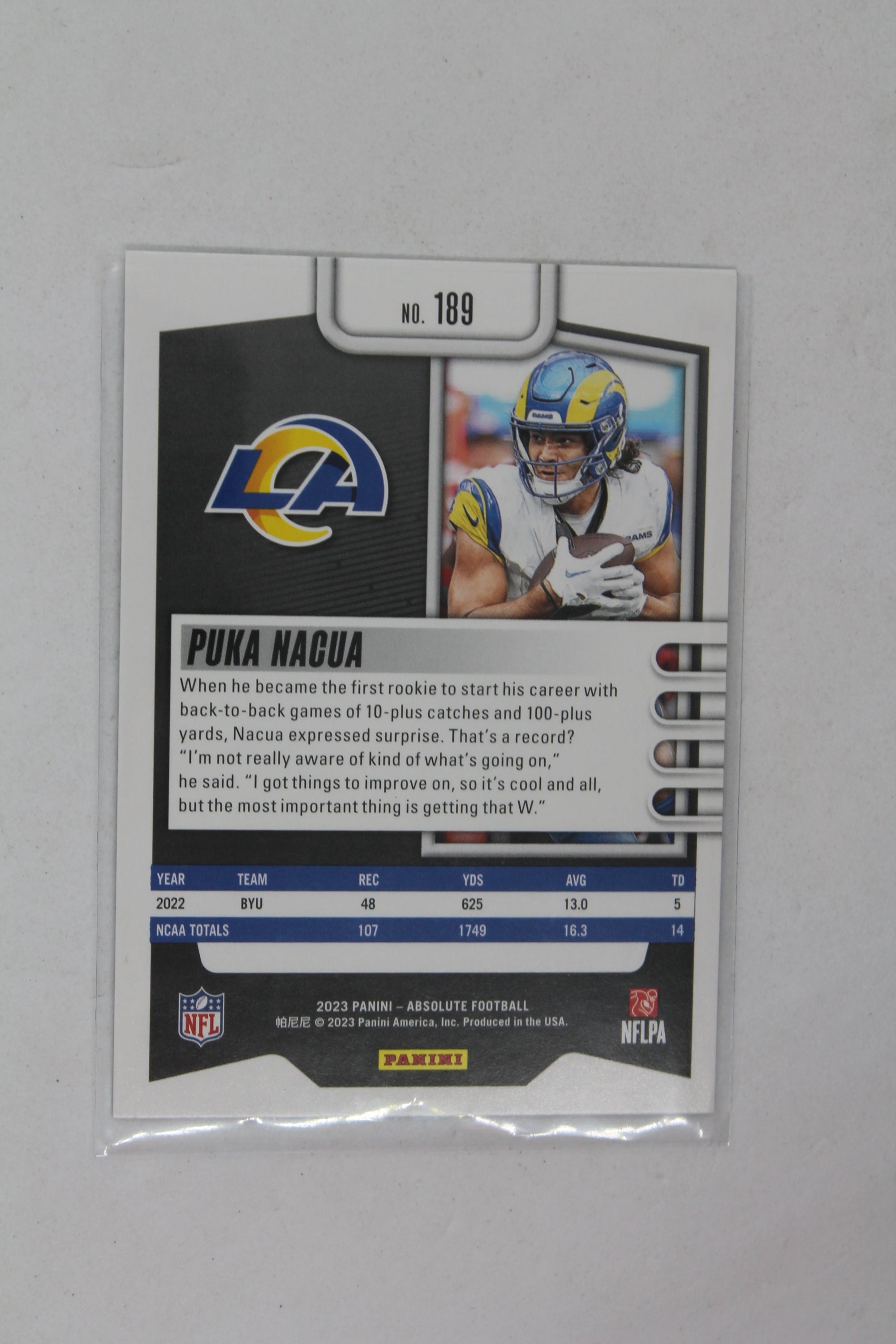 Puka Nacua 2023 Panini Absolute Rookie Card