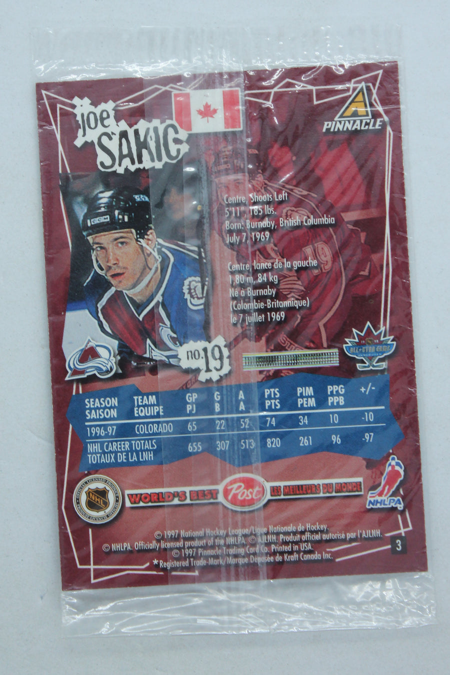 Joe Sakic 1997-98 Pinnacle Post - [Base] #3