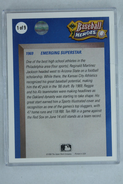 1990 UPPER DECK REGGIE JACKSON - Baseball Heroes - Set of 9 + Cover Card
