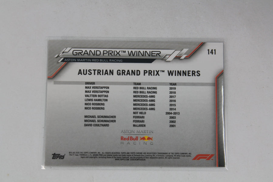 Max Verstappen 2020 Topps Chrome Formula 1 - Grand Prix Winners - Rookie Card - Austria