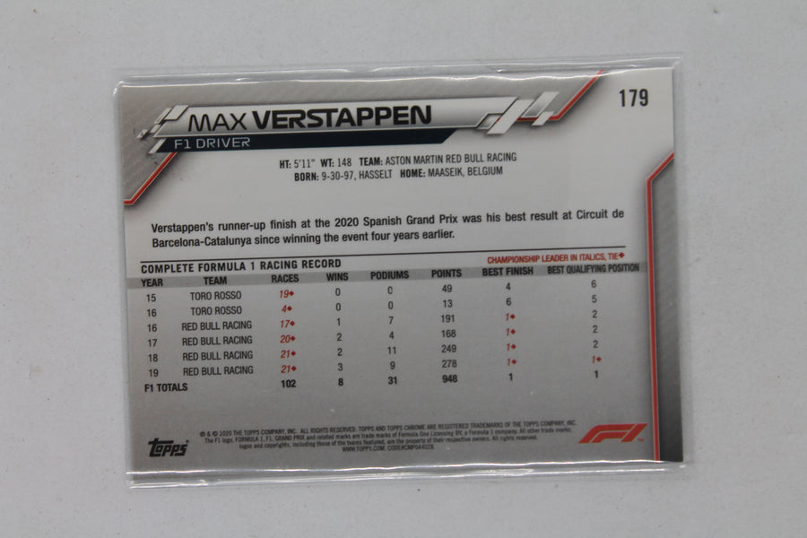 Max Verstappen 2020 Topps Chrome Formula 1 - F1 Racers - Rookie Card