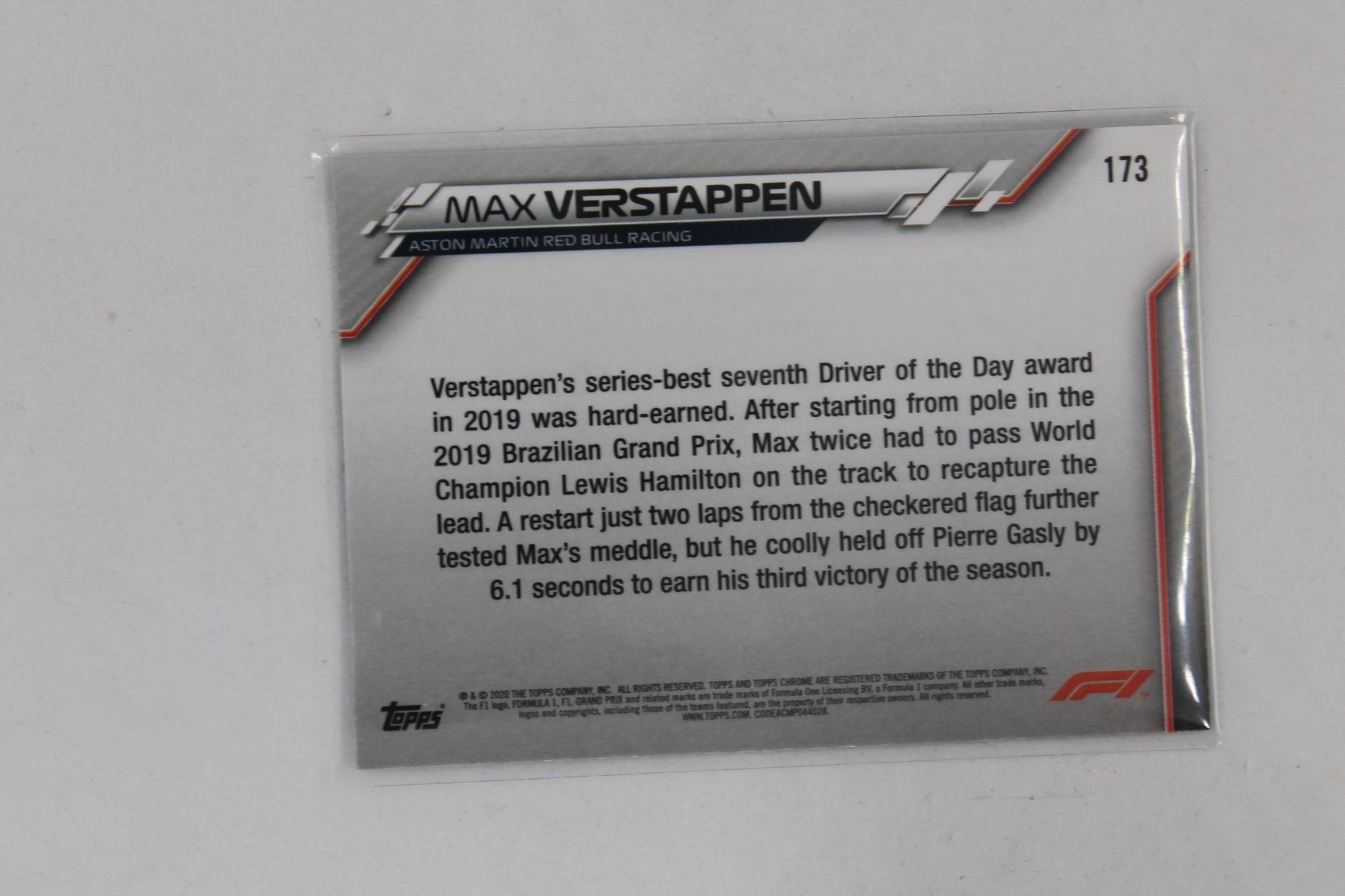Max Verstappen 2020 Topps Chrome Formula 1 - Grand Prix Driver of the Day - Rookie Card