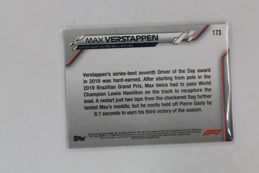 Max Verstappen 2020 Topps Chrome Formula 1 - Grand Prix Driver of the Day - Rookie Card