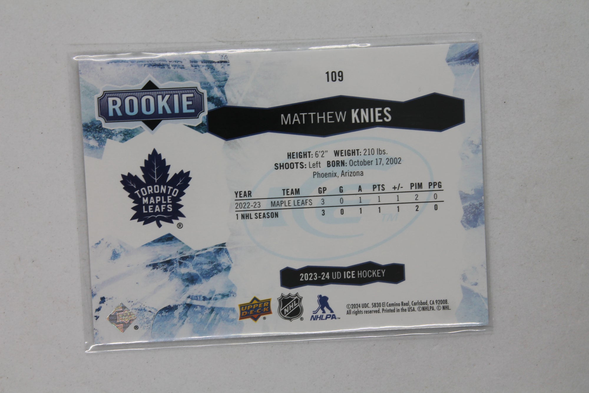 Matthew Knies 2023-24 Upper Deck Ice - Rookies Rookie Card