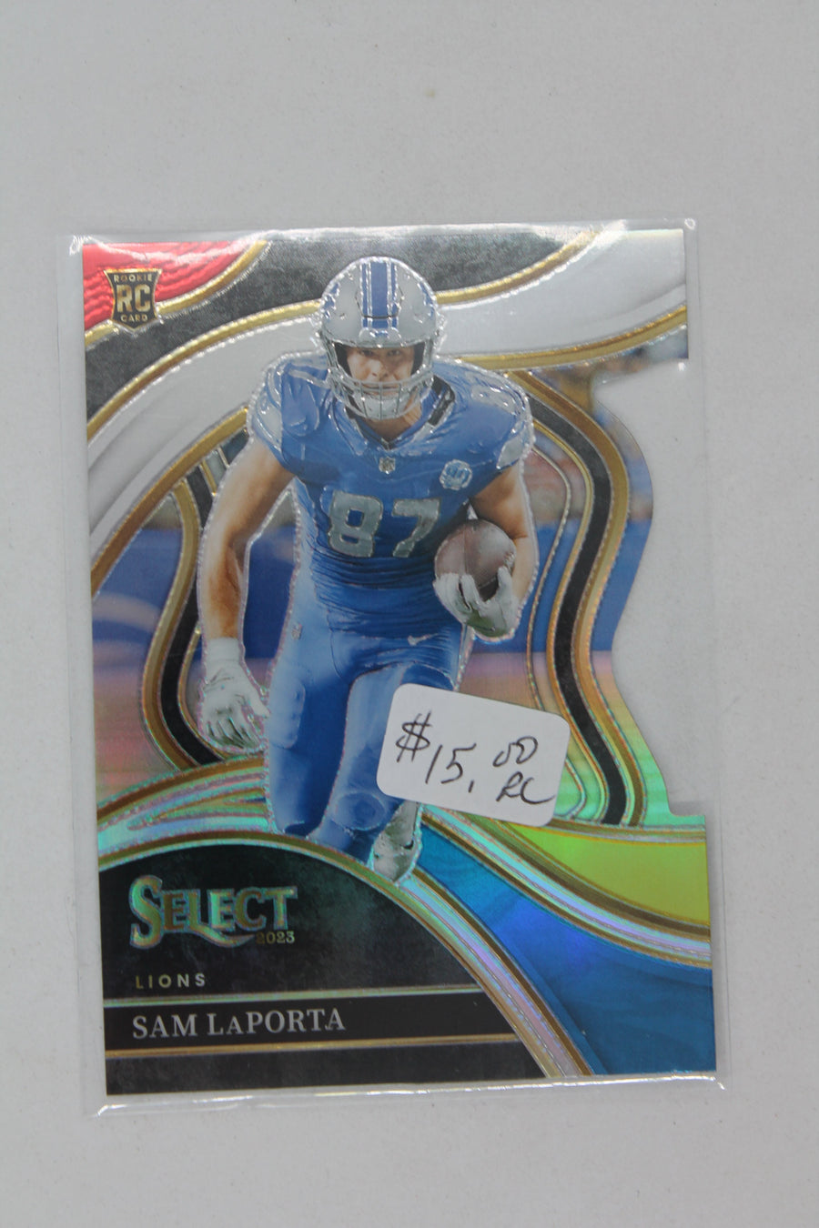 Sam LaPorta 2023 Panini Select Red & Yellow Prizm Die-Cut Rookie Card