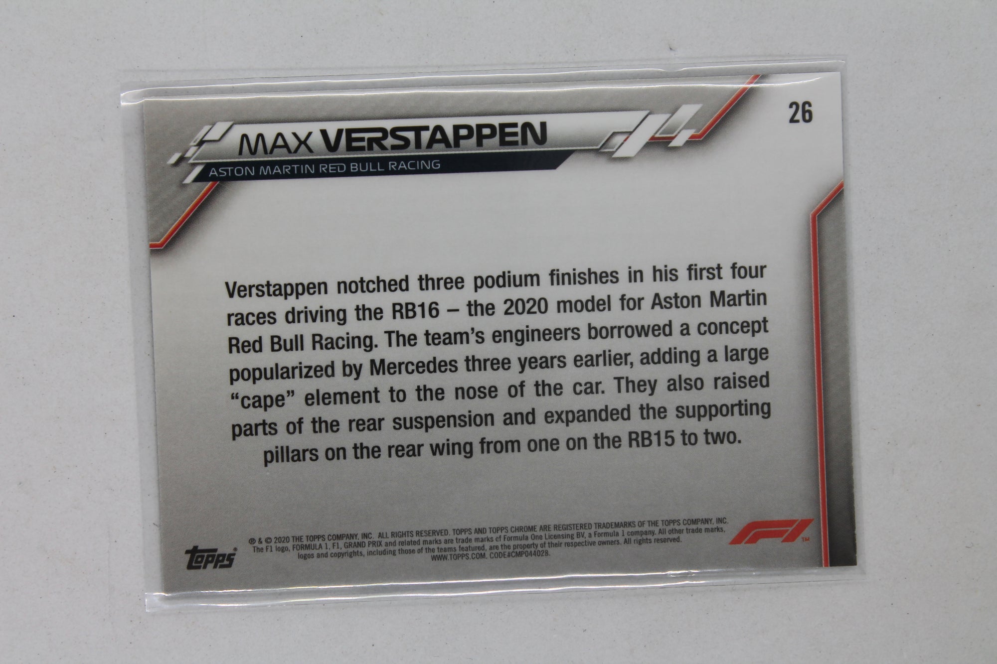 Max Verstappen 2020 Topps Chrome Formula 1 - F1 Cars - Rookie Card