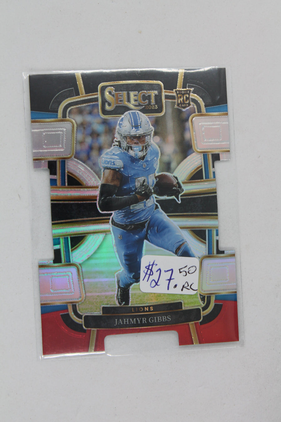 Jahmyr Gibbs 2023 Panini Select Black & Red Prizm Die-Cut Concourse Rookie Card