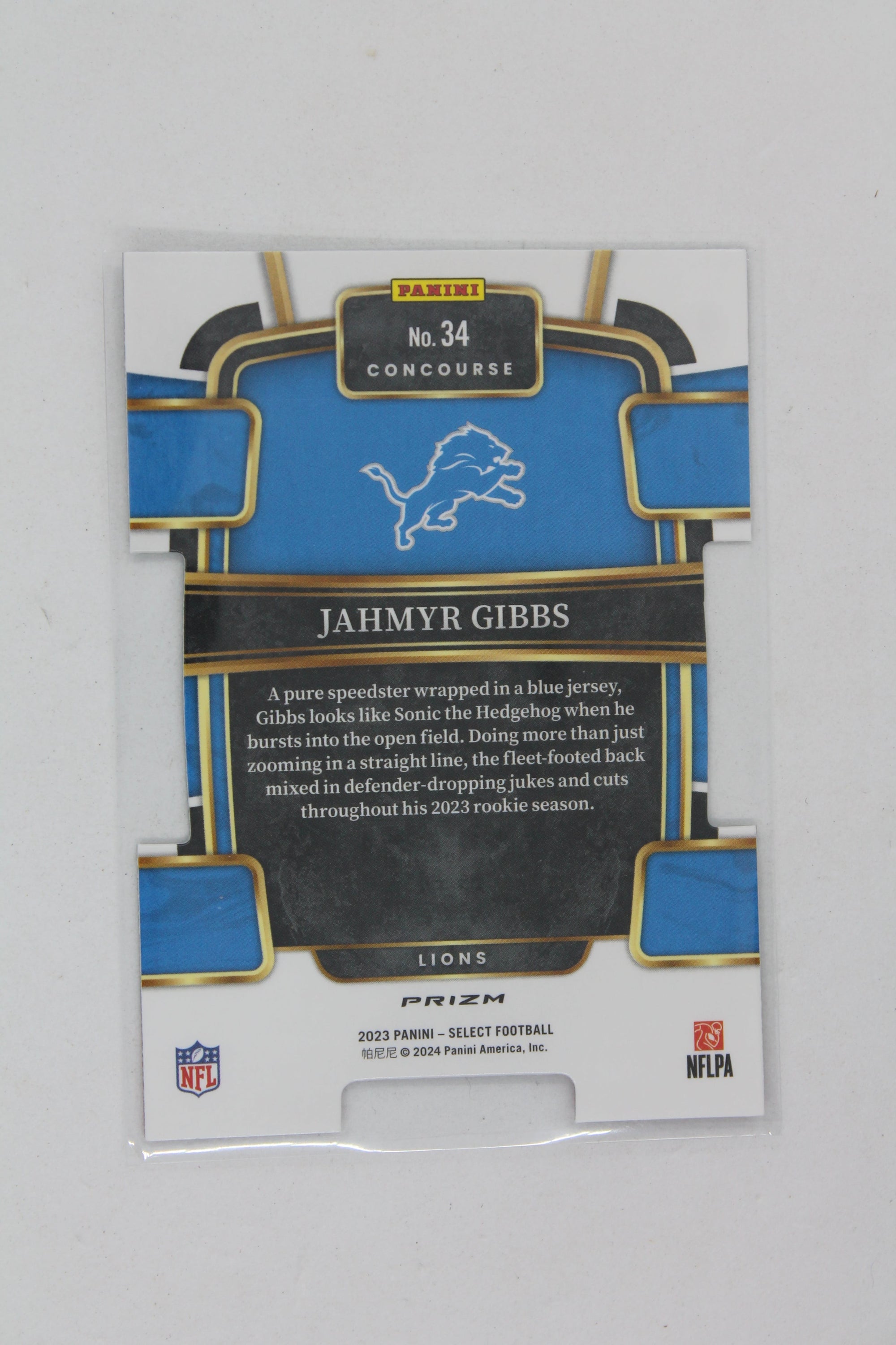 Jahmyr Gibbs 2023 Panini Select Black & Red Prizm Die-Cut Concourse Rookie Card