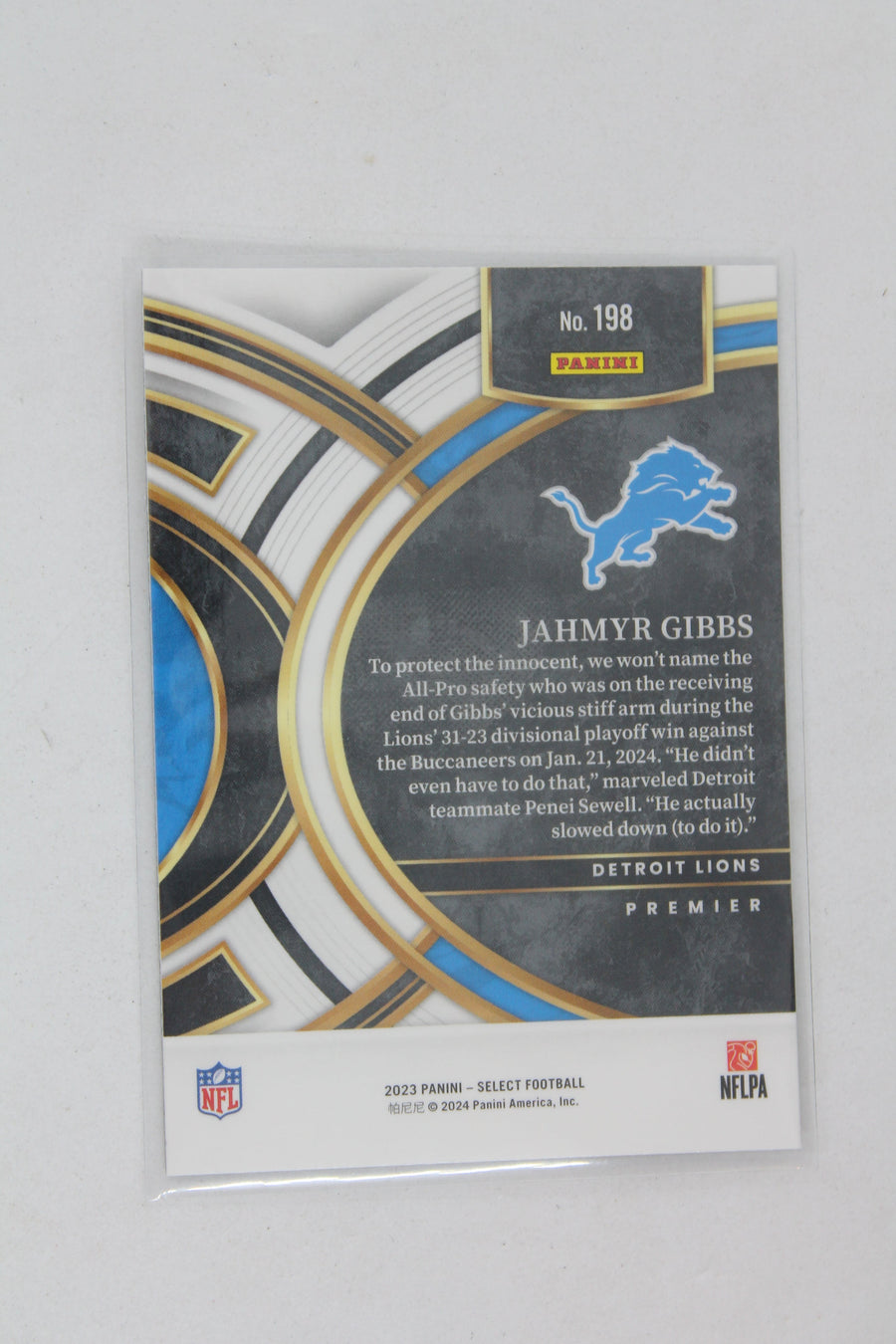 Jahmyr Gibbs 2023 Panini Select - Premier Level Rookie Card