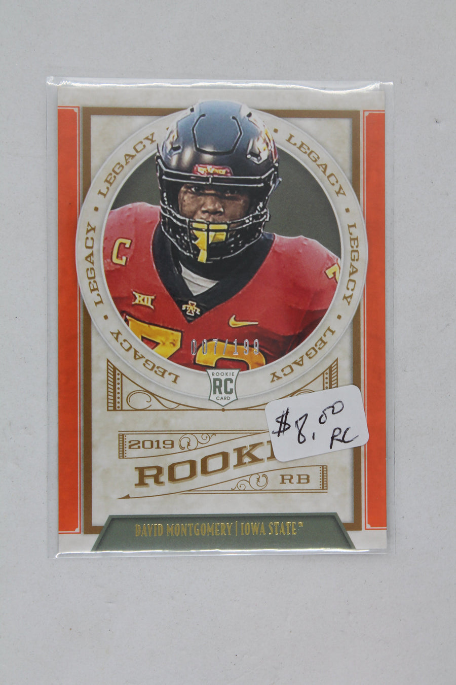 David Montgomery 2019 Panini Legacy Orange - Rookies - Rookie Card #7/199