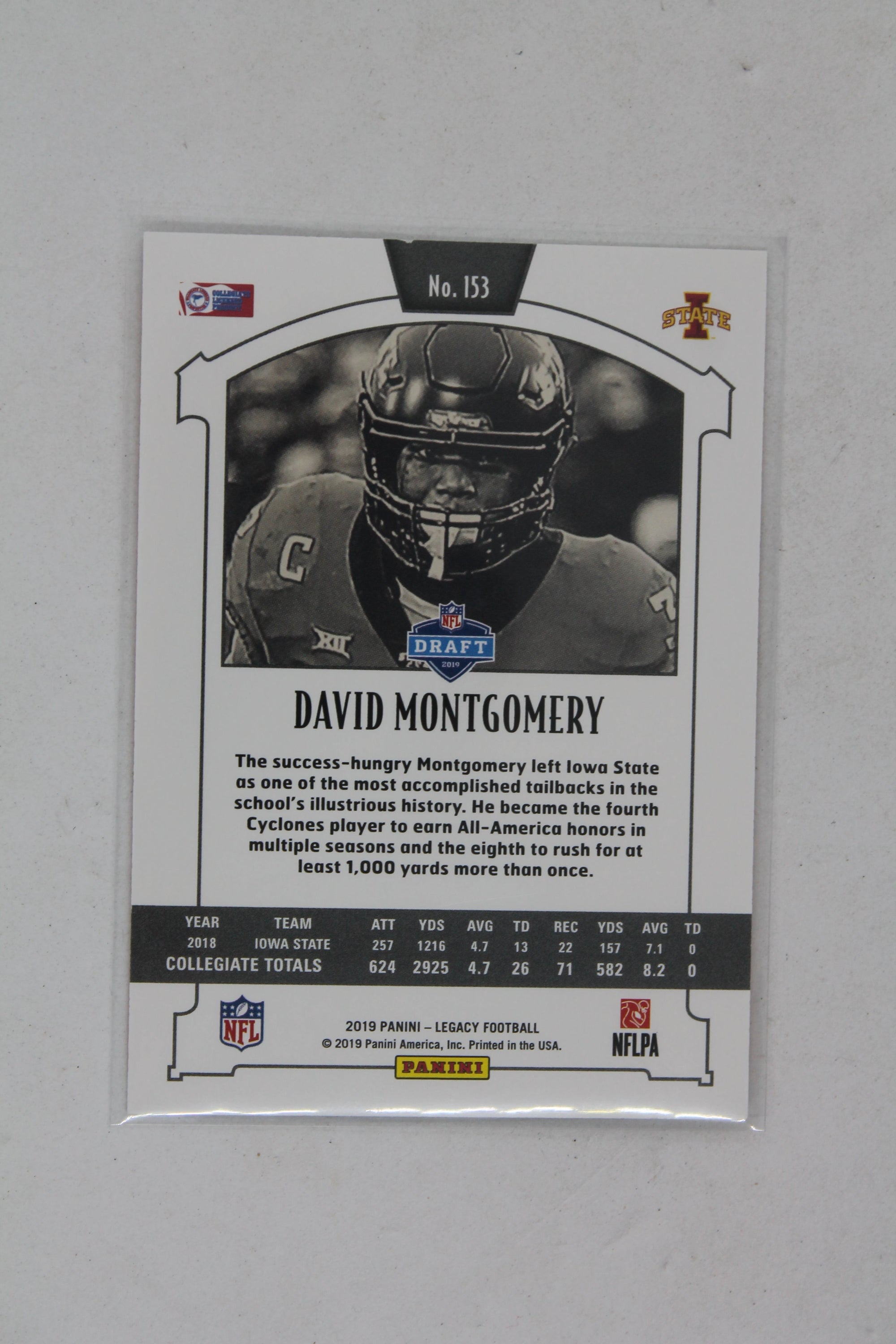 David Montgomery 2019 Panini Legacy Orange - Rookies - Rookie Card #7/199