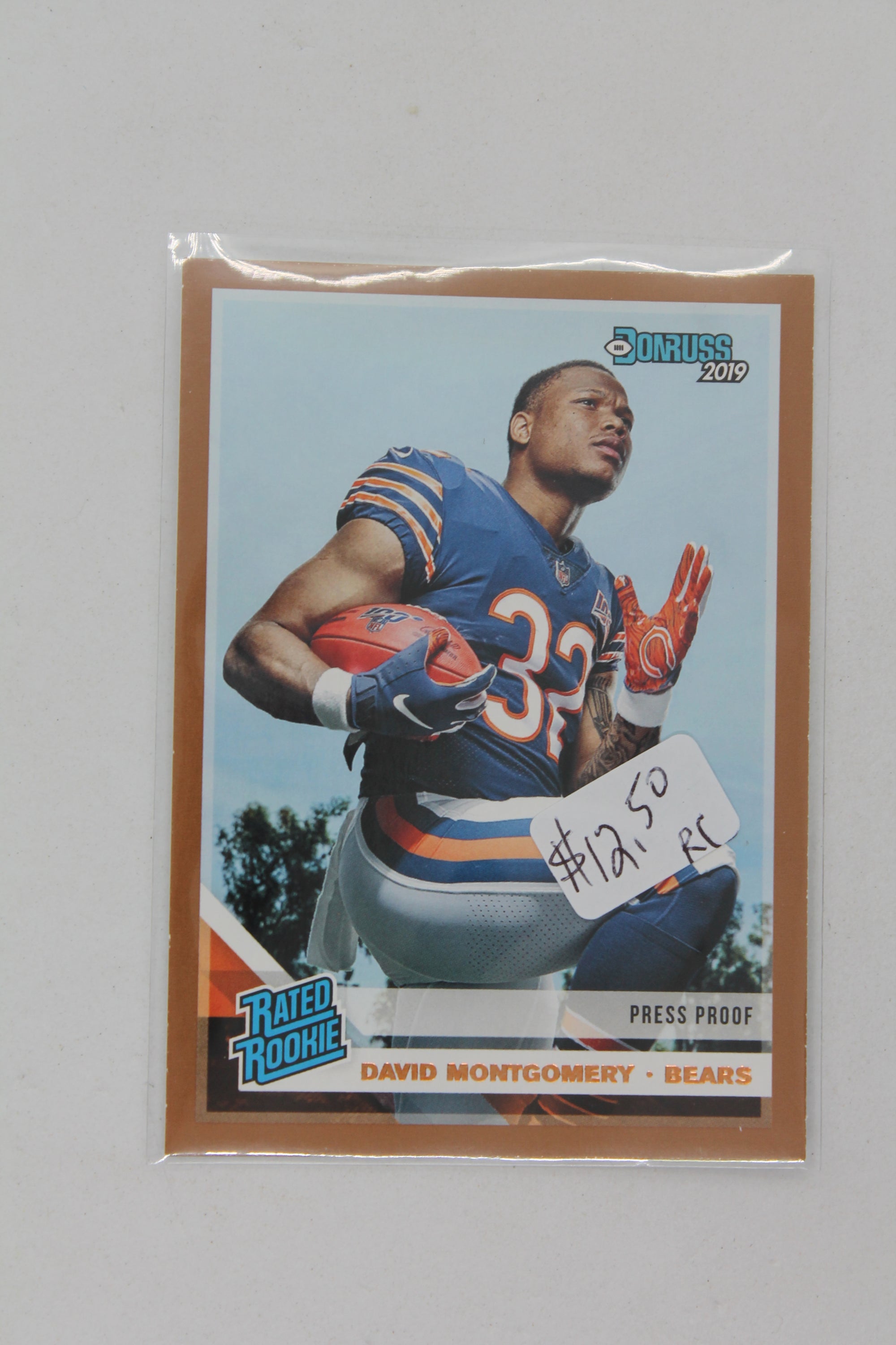 David Montgomery 2019 Panini Donruss - Press Proof Bronze Rated Rookie Rookie Card