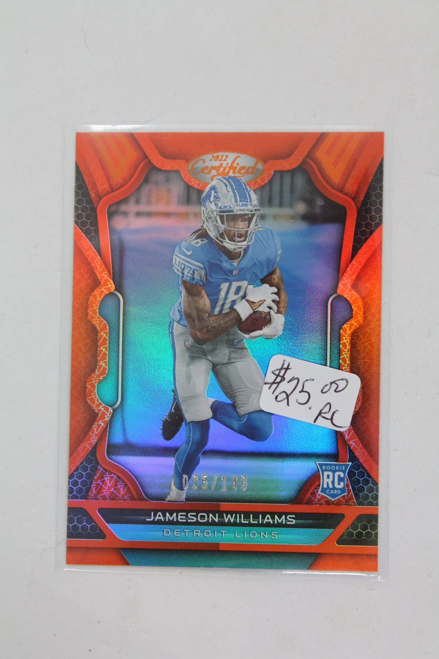 Jameson Williams 2022 Panini Certified - Mirror Orange Rookies Rookie Card #5/149