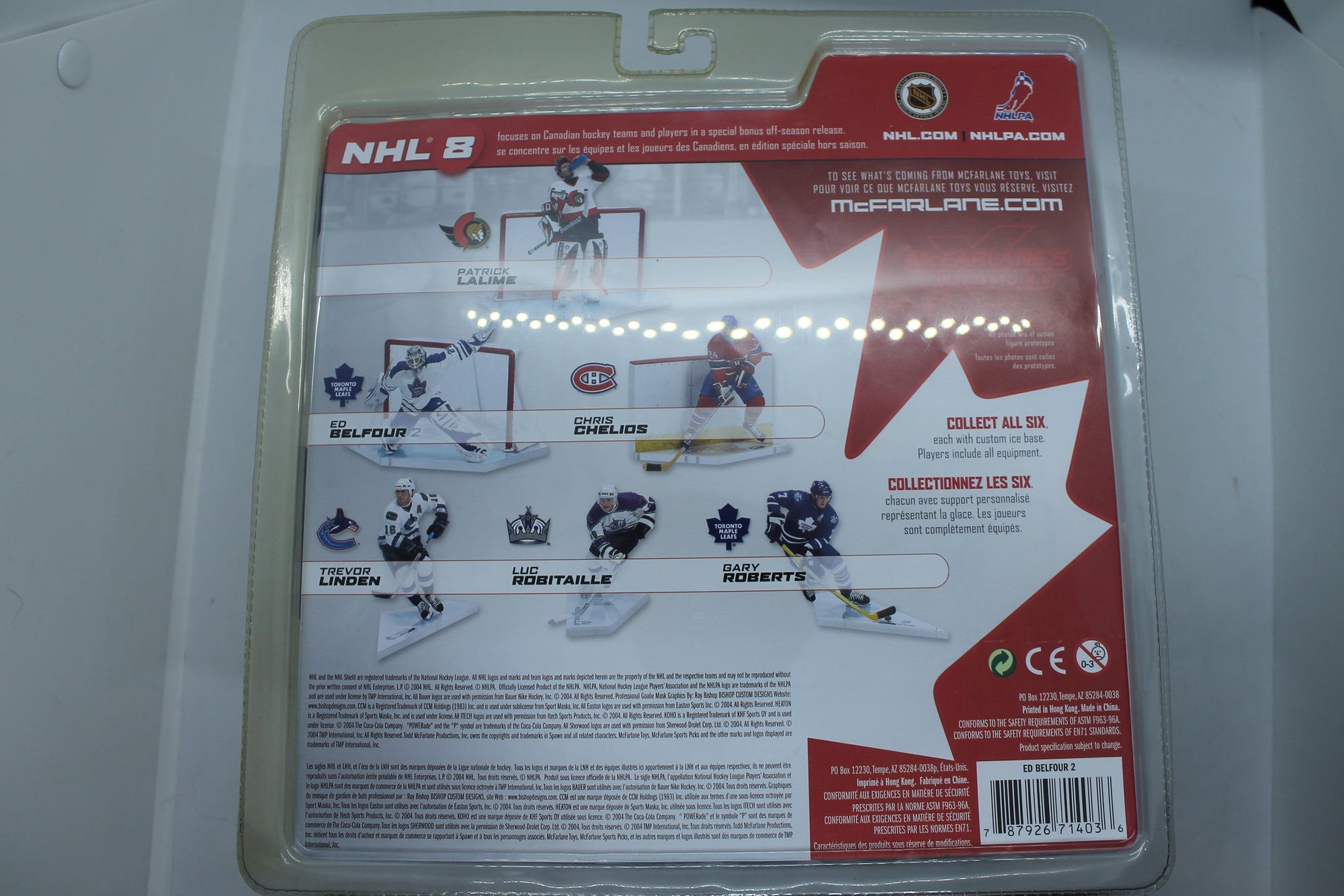 ED BELFOUR MCFARLANE - NHL SERIES 8 - TORONTO MAPLE LEAFS - White JERSEY