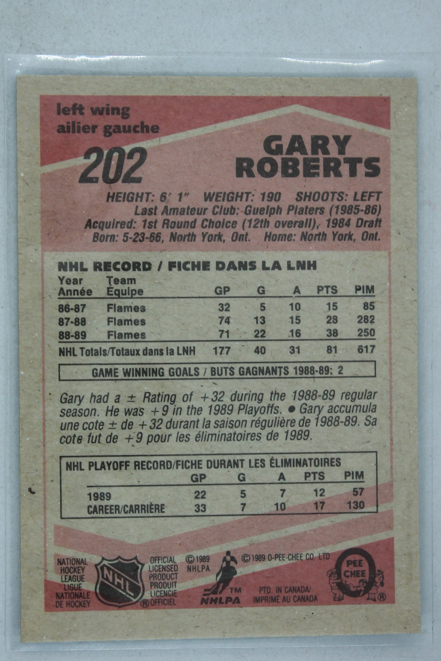 Gary Roberts 1989-90 O-Pee-Chee Rookie Card