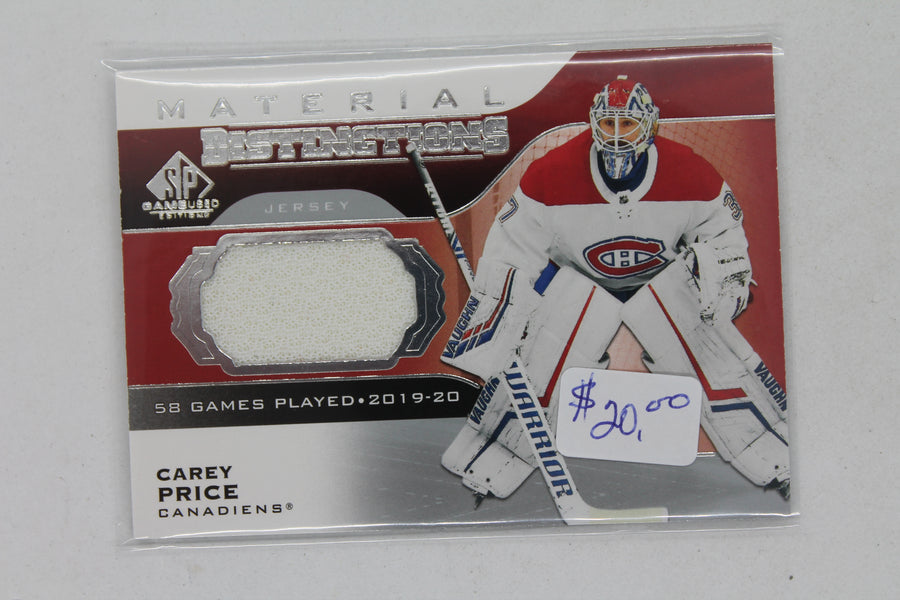 Carey Price 2020-21 UD SP Game-Used - Distinctions Materials #DM-CP Jersey Card