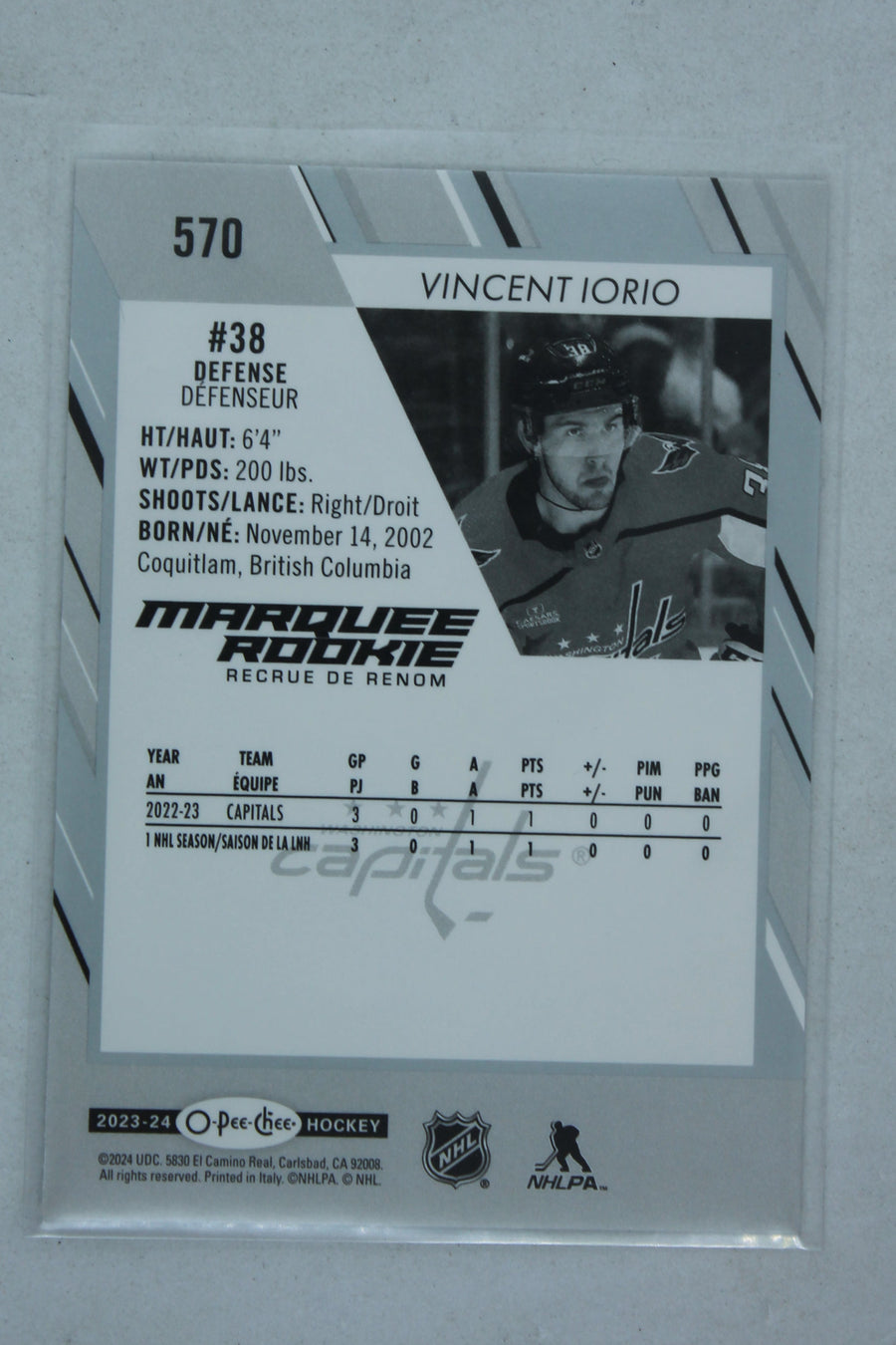 Vincent Iorio 2023-24 O-Pee-Chee Marquee Rookie - Rookie Card